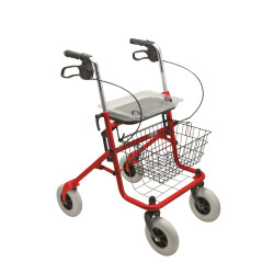 Rollator Deluxe Red 4τροχο ενισχυμένο πτυσσόμενο με φρένα